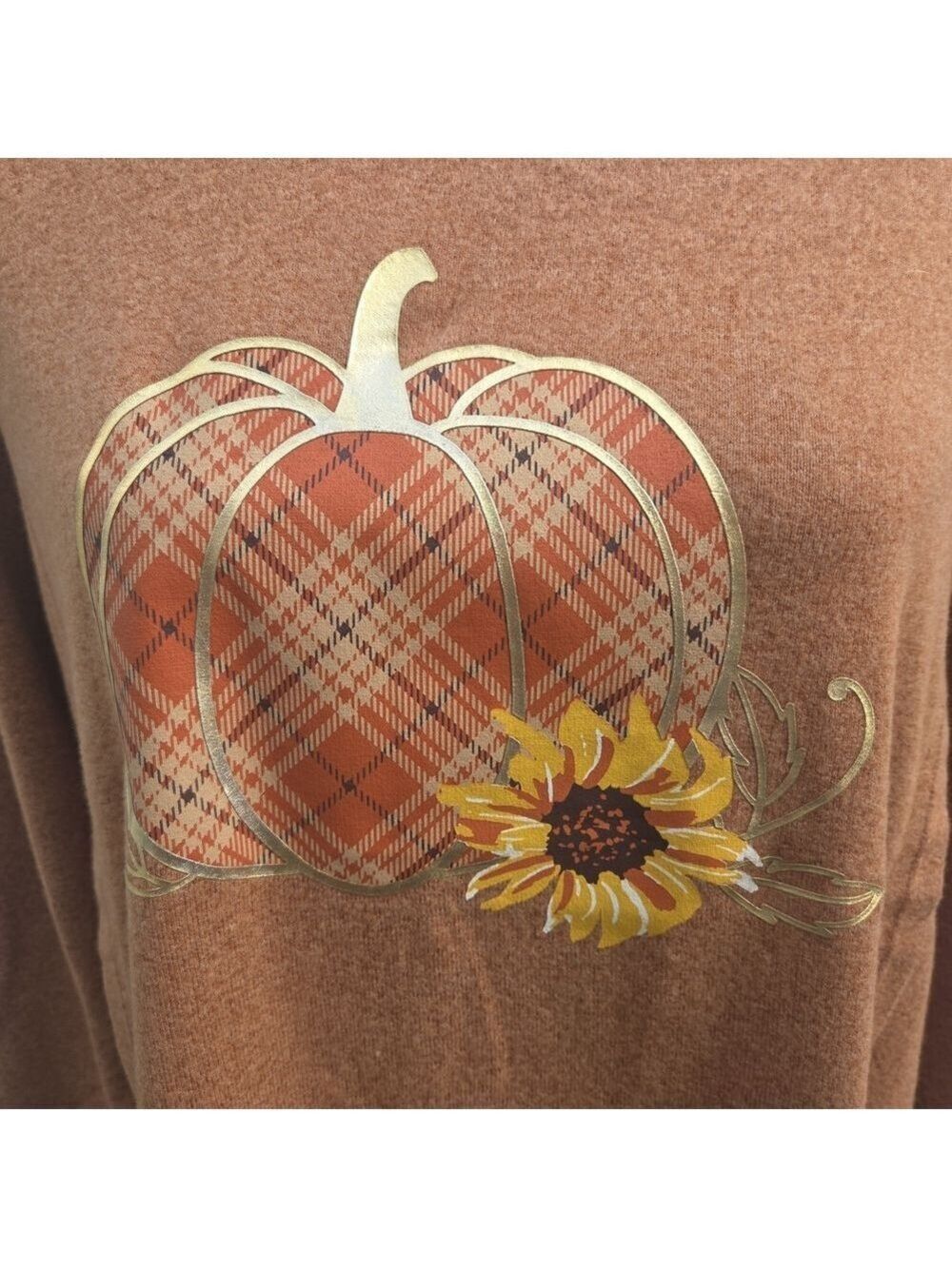 NwT New Pumpkin Print Brown Tunic Top - Picture 3 of 12